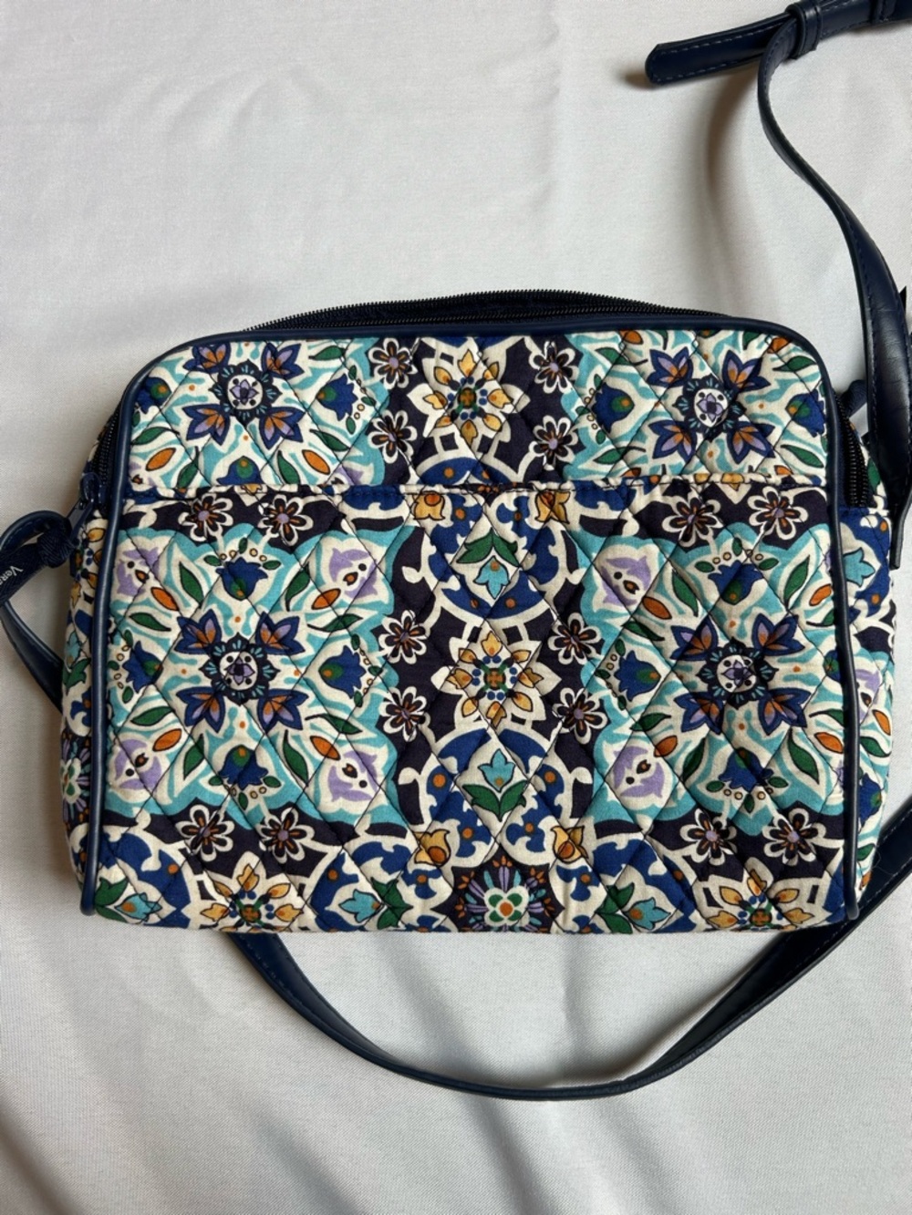 Vera Bradley Cotton Trimmed Crossbody Bag in Lisbon Medallion Cool Pattern - Picture 2 of 12